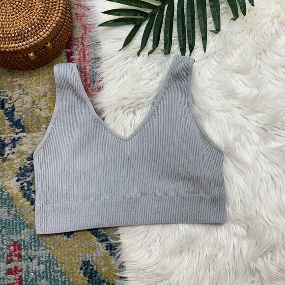 aerie Other - Aerie Gray Rib Ribbed Padded Bralette Loungewear Casual XL